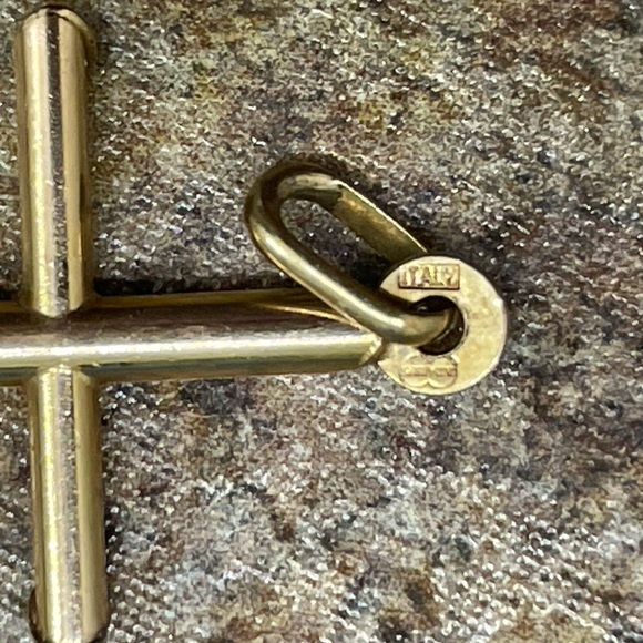 10K Yellow Gold (18mm) Plain Hollow Cross Pendant Only - Picture 7 of 14